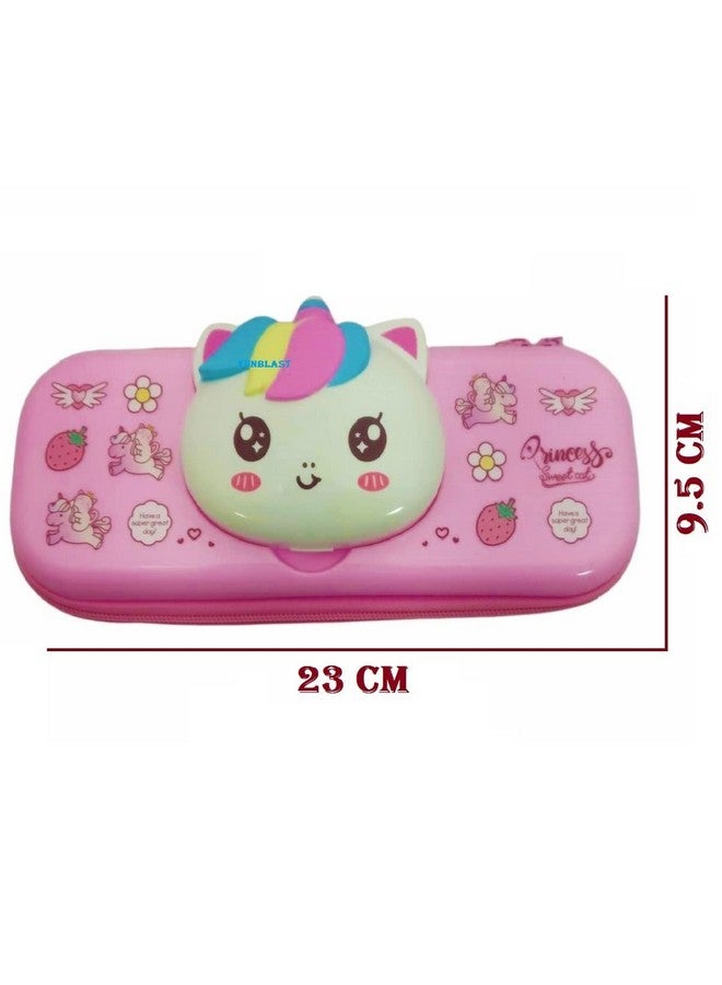 فنبلاست حقائب أقلام فن بلاست الأنيقة للبنات، حافظة أقلام للبنات، حقائب أقلام للأطفال، صندوق أقلام للأطفال، منظم أدوات مكتبية (وردي) - Image 4