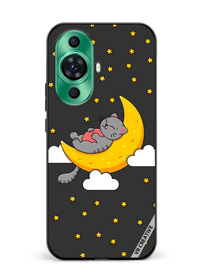 VR CREATIVE Protective Case Cover For Huawei nova 11 The Gray Cat Sleeps On The Moon Sky Stars Design Multicolour - Image 1