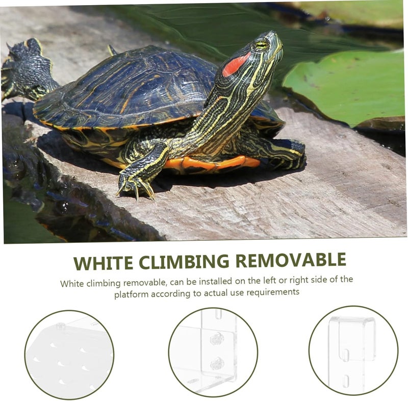 1set Acrylic Turtle Basking Platform for Aquatic Turtles and Reptiles Floating Dock Climbing Ramp and Colorfast Tank Accessory - Image 4