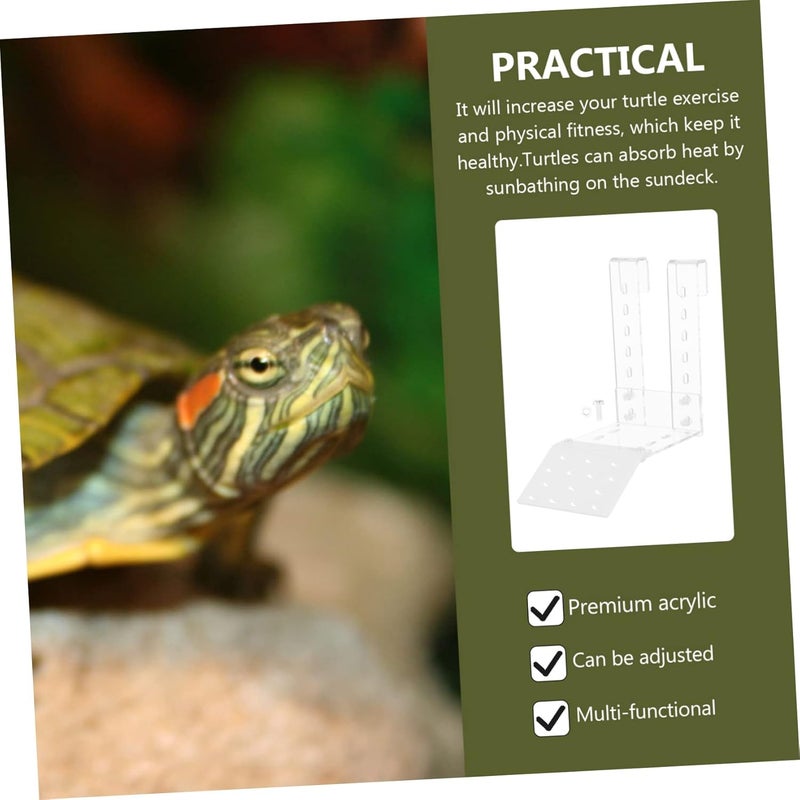 1set Acrylic Turtle Basking Platform for Aquatic Turtles and Reptiles Floating Dock Climbing Ramp and Colorfast Tank Accessory - Image 3