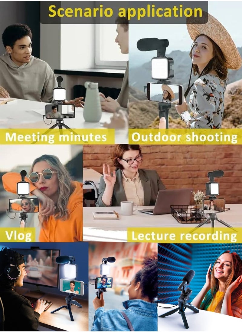 QUTOOB Video Making Kit for iPhone and Android, Phone Photography VLog Set Includes Tripod For Holding Mobile, LED Lights, Microphone, Ideal For Podcast, Live Stream, Videos Creation For Youtube, Vlogs  - Image 2