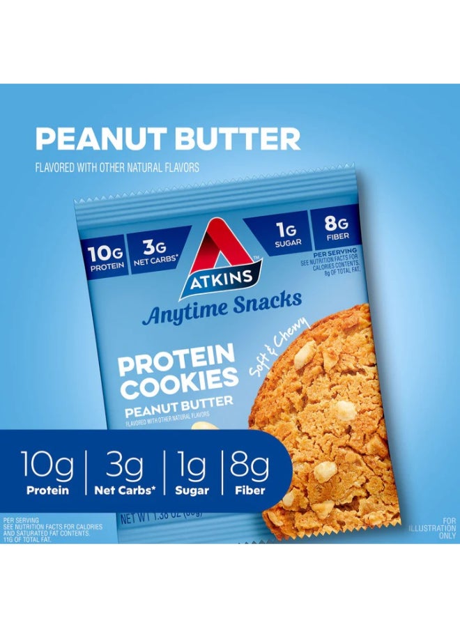 Atkins Anytime Snacks Protein Cookies Peanut Butter 4 Cookies 1.38 oz (39 g) Each - Image 2