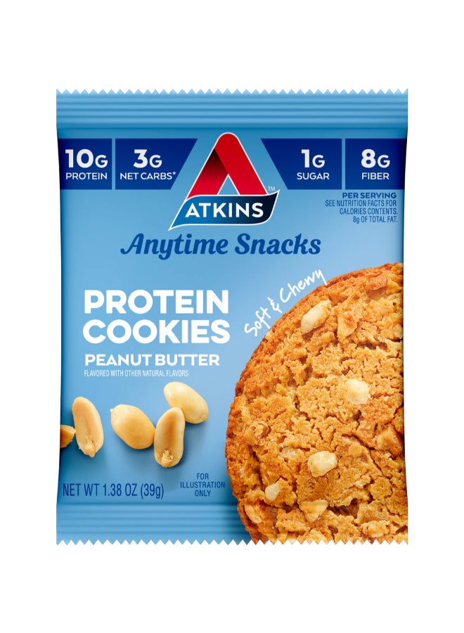 Atkins Anytime Snacks Protein Cookies Peanut Butter 4 Cookies 1.38 oz (39 g) Each - Image 5