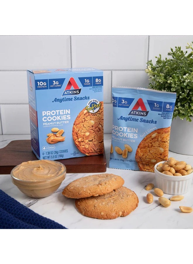 Atkins Anytime Snacks Protein Cookies Peanut Butter 4 Cookies 1.38 oz (39 g) Each - Image 4