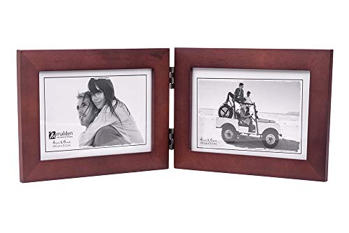 Malden Double Horizontal 4x6 Picture Frame - Wide Real Wood Molding, Real Glass - Dark Walnut - Image 1
