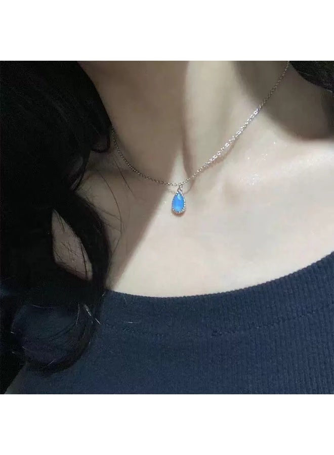 Goolsky Layered Blue Crystal Butterfly Necklace for Women – Minimalist Aesthetic Waterdrop Pendant, Cool Tone Choker Jewelry, Non-Fading - Image 5