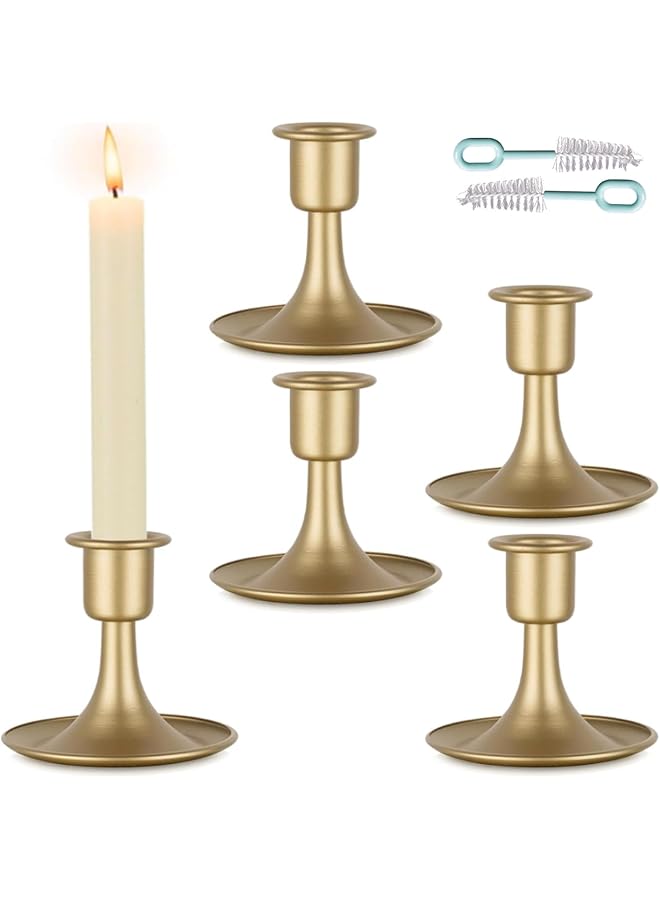 Candle Holder,Candlestick Holders 4PCS,Candle Sticks Holder Decor,Candle Holders for Pillar Candles,Gold Candle Holders for Dinning Table,Fireplace,Wedding and Anniversary Party