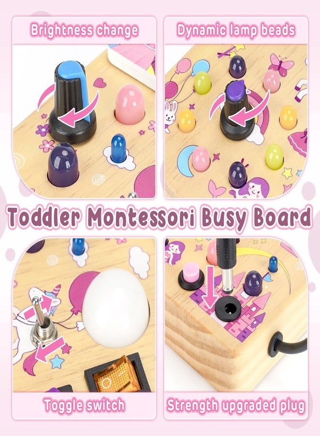 Joyreal Busy Board with 19 LED Lights and 10 Switches, Montessori Toys for 1 2 3 Year Old, Wooden Sensory Activity Board for Toddlers, Travel Toys for Toddler 1-3 Plane Car, Birthday Gifts for Girls - Image 3