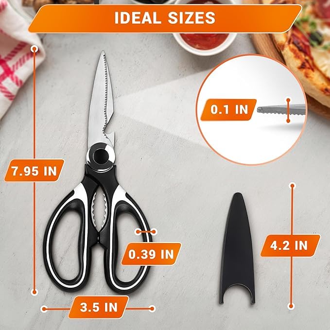 PUSHKAR HUB MultiPurpose Kitchen Scissors with Protective Safety cap Cover Heavy Duty 20cm Stainless steel kitchen scissor - Image 2