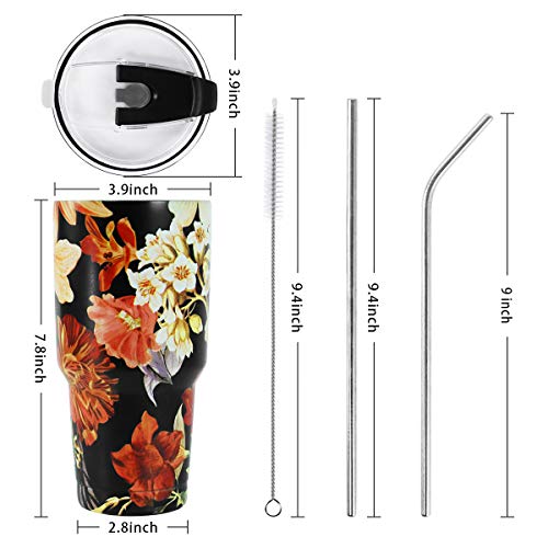 SYACOT 30oz Tumbler Double Wall Stainless Steel Vacuum Insulated Travel Mug with Splash-Proof Lid Metal Straw and Brush - Image 2