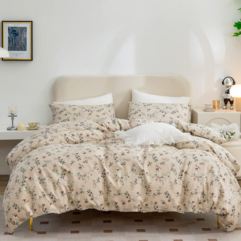 BUPIRD King Size Floral Comforter Set 3 Pieces Soft Cute Vintage Floral Bedding Comforter Lightweight Garden Style King Floral Botanical Comforter Set for All Seasons 1 Comforter and 2 Pillowcases - Image 1