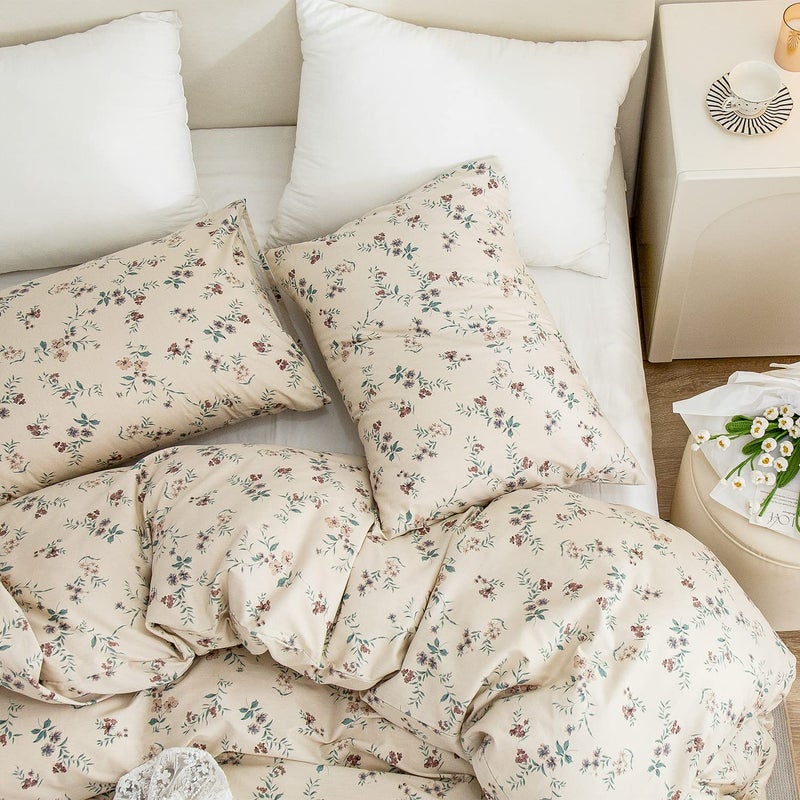 BUPIRD King Size Floral Comforter Set 3 Pieces Soft Cute Vintage Floral Bedding Comforter Lightweight Garden Style King Floral Botanical Comforter Set for All Seasons 1 Comforter and 2 Pillowcases - Image 4