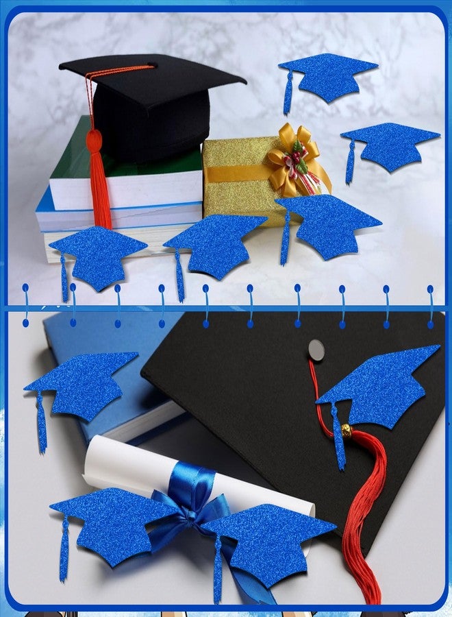 MixTeach 50 Pieces Grad Caps Cutouts Blue Glitter Graduation Cap Confetti Class of 2025 Graduation Party Decoration Table Decor for High School College Grad Party Supplies, 4.33Inch - Image 5