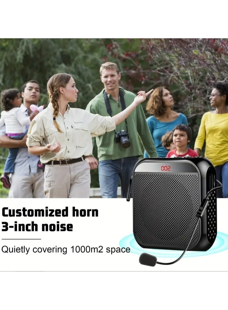 MUMO Voice Amplifier  with Wired Microphone Headset, Portable Rechargeable PA System Speaker Personal Microphone Speech Amplifier, Loudspeaker for Teachers, Tour Guides/Coaches Metting/Yoga/Fitness (Black) - Image 5