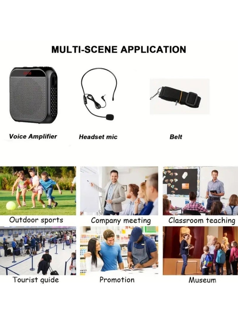 MUMO Voice Amplifier  with Wired Microphone Headset, Portable Rechargeable PA System Speaker Personal Microphone Speech Amplifier, Loudspeaker for Teachers, Tour Guides/Coaches Metting/Yoga/Fitness (Black) - Image 4