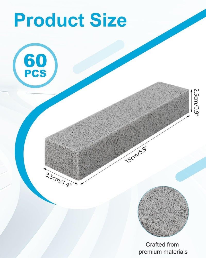 AOKLIT 60 Pcs Pumice Stone for Toilet Cleaning Bowl, Pumice Scouring Stick Pad Hard Water Stain Remover,Cleaning Stones for Toilet, Stove, Oven, Bathroom, Grill, Kitchen, Sinks - Image 2