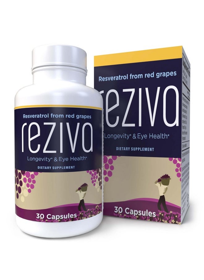 VisiVite Reziva Resveratrol Supplement - Ultra High Potency & Doctor Formulated - Transresveratrol Supplements - Grapeseed With Resveratrol - For Longevity, Eye Health And, Overall Well-Being - 30 Veg Capsules  - Image 1