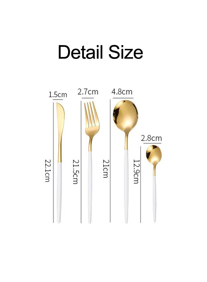 شيانغ يو فضيات ذات مقبض أبيض 4 قطع أدوات المائدة العائلية مجموعة أدوات المائدة مجموعة الخدمات أدوات المائدة - Image 2