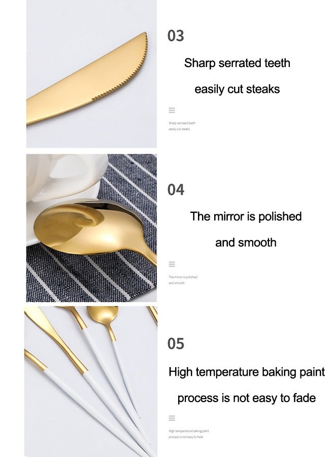 شيانغ يو فضيات ذات مقبض أبيض 4 قطع أدوات المائدة العائلية مجموعة أدوات المائدة مجموعة الخدمات أدوات المائدة - Image 5