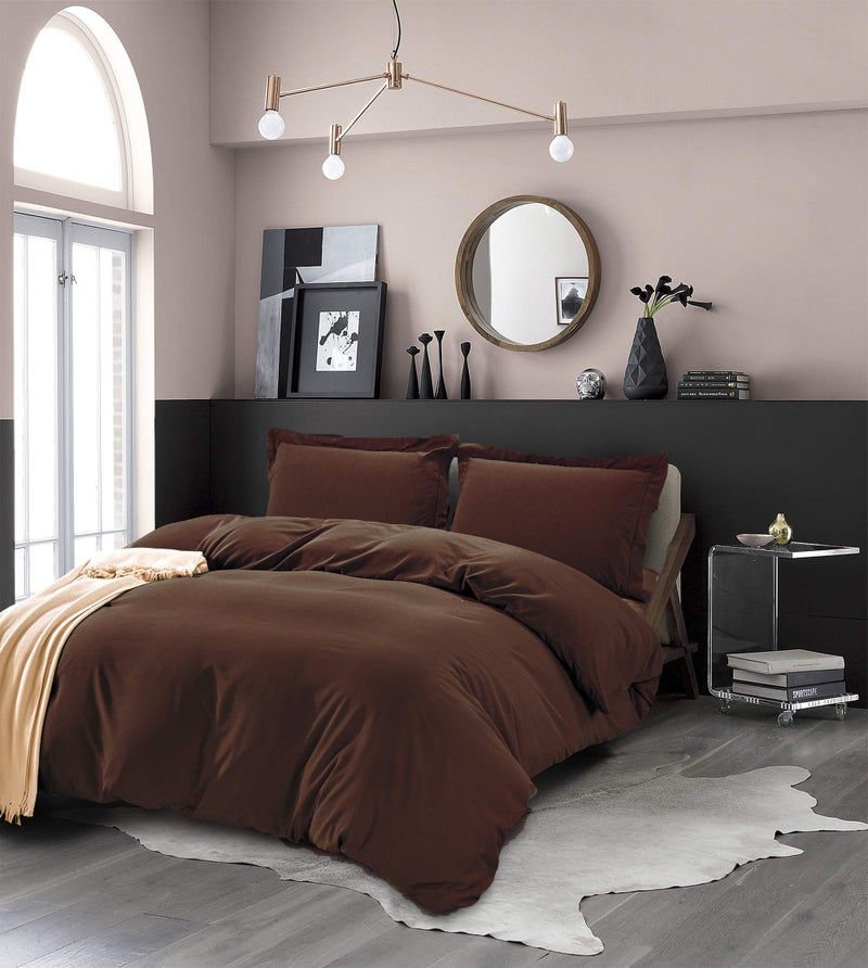 Elegant Comfort Elegant Comfort Ultra Soft 3Piece Duvet Cover Set  1500 Premium Hotel Quality Microfiber Wrinkle and Fade Resistant 3PC Duvet Cover Set KingCalifornia King Chocolate Brown
