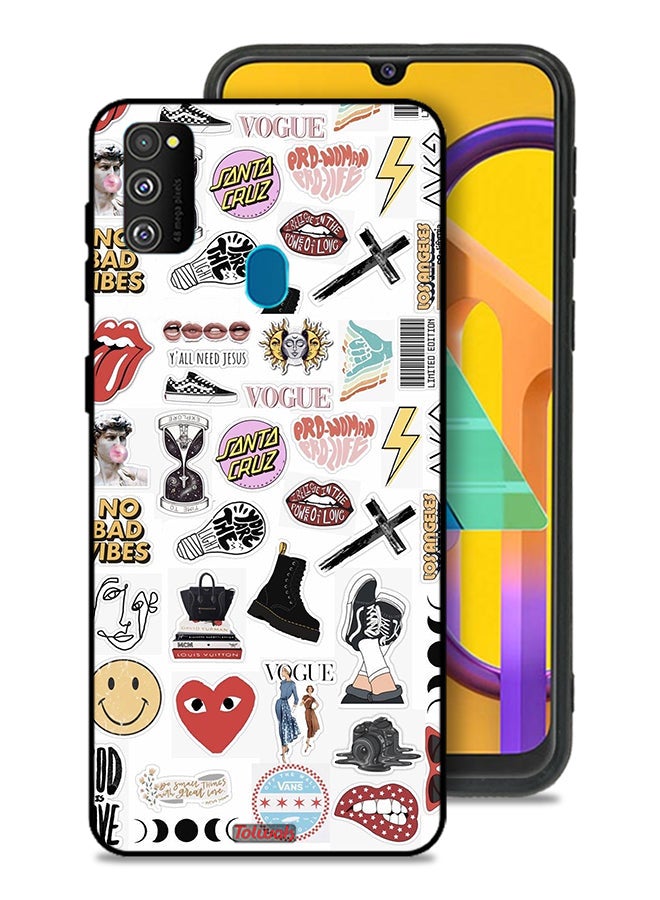 Tolwak Samsung Galaxy M30s Protective Case Cover No Bad Vibes Stickers - Image 1