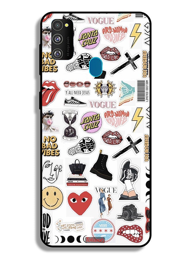 Tolwak Samsung Galaxy M30s Protective Case Cover No Bad Vibes Stickers - Image 2