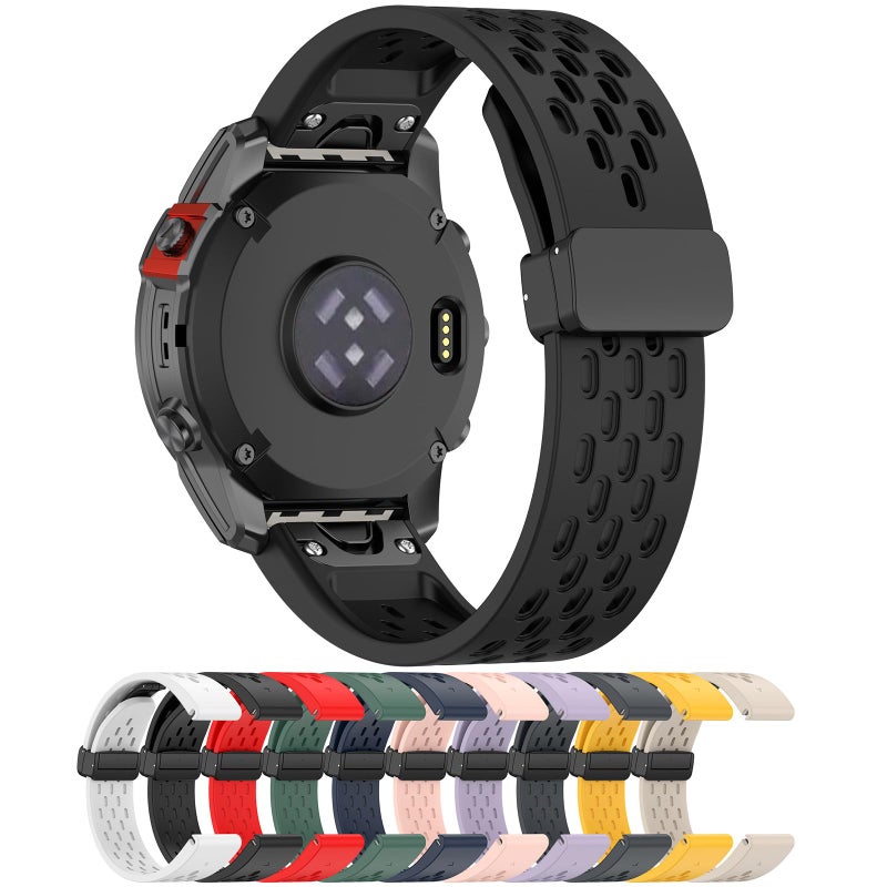 Disscool Replacement Wristbands Compatible with Garmin Quatix 7 Pro / Fenix 7 / Fenix 7 Pro – 22mm Soft Silicone Quick Release Strap (Black) - Image 2