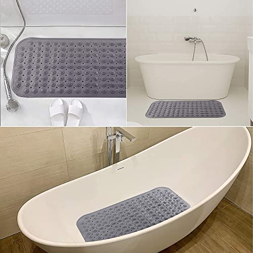 VHKD 2PCS PVC Bathroom mats Anti Slip Bathroom mat Non Slip Bath Anti Skid Doormat Rectangle (Grey+Blue)[70x35cm] - Image 5