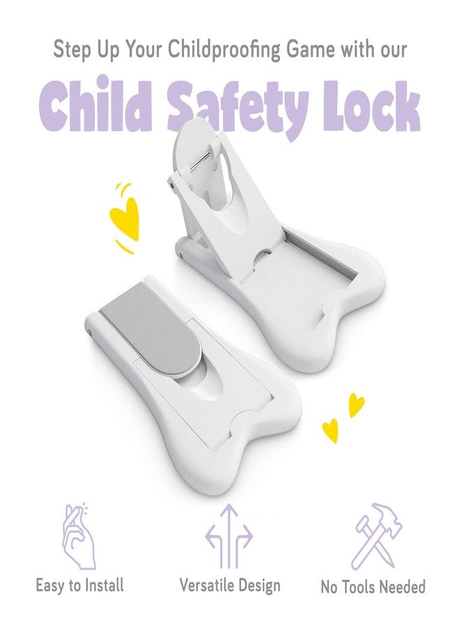 ashtonbee Child Safety Locks for Cabinets and Drawers, Sliding Door Lock, Easy-to-Install Cabinet Locks for Babies, Baby Cabinet Safety Latches, Set of 2, White - Ashtonbee (Pack of 2) - Image 2