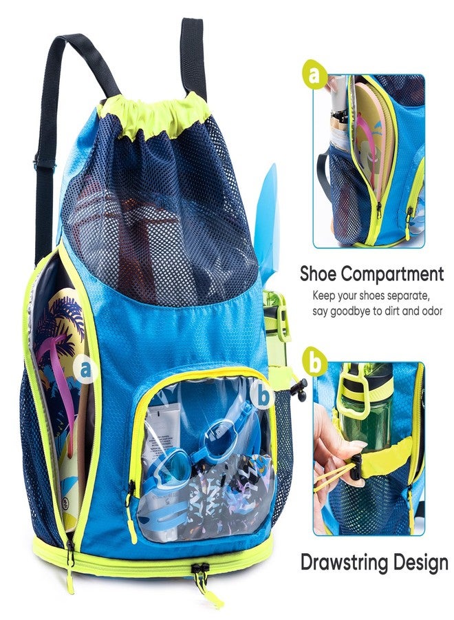 VIGEGARI Drawstring Backpack Sandproof - Mesh Backpack Beach Bag with Shoe Compartment - Swim Bag for Beach, Pool - Pool Bag with Pockets for Toiletries - Wet Bag for Swimsuit - Summer Camp Essentials - Image 4