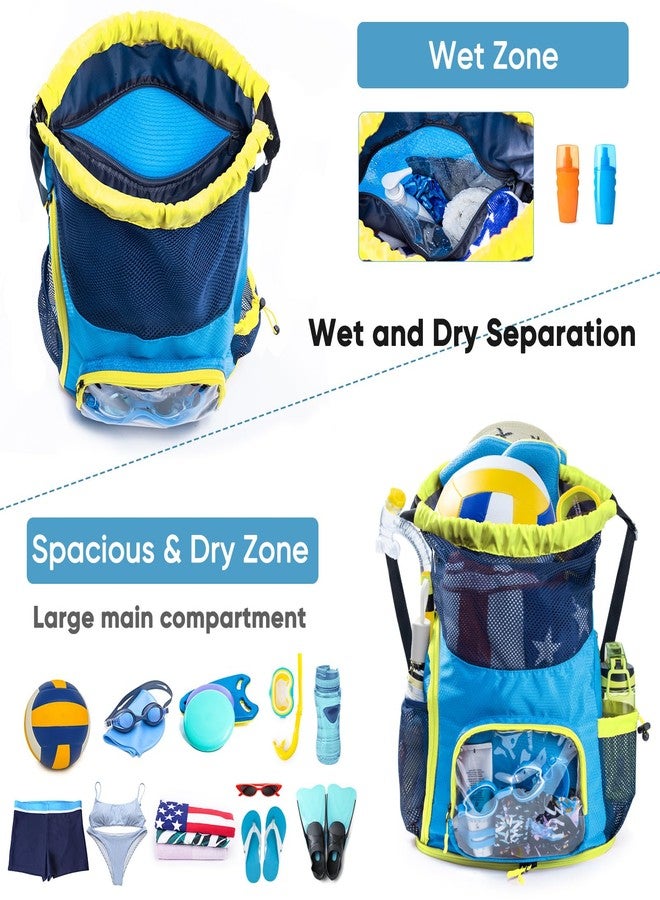 VIGEGARI Drawstring Backpack Sandproof - Mesh Backpack Beach Bag with Shoe Compartment - Swim Bag for Beach, Pool - Pool Bag with Pockets for Toiletries - Wet Bag for Swimsuit - Summer Camp Essentials - Image 2