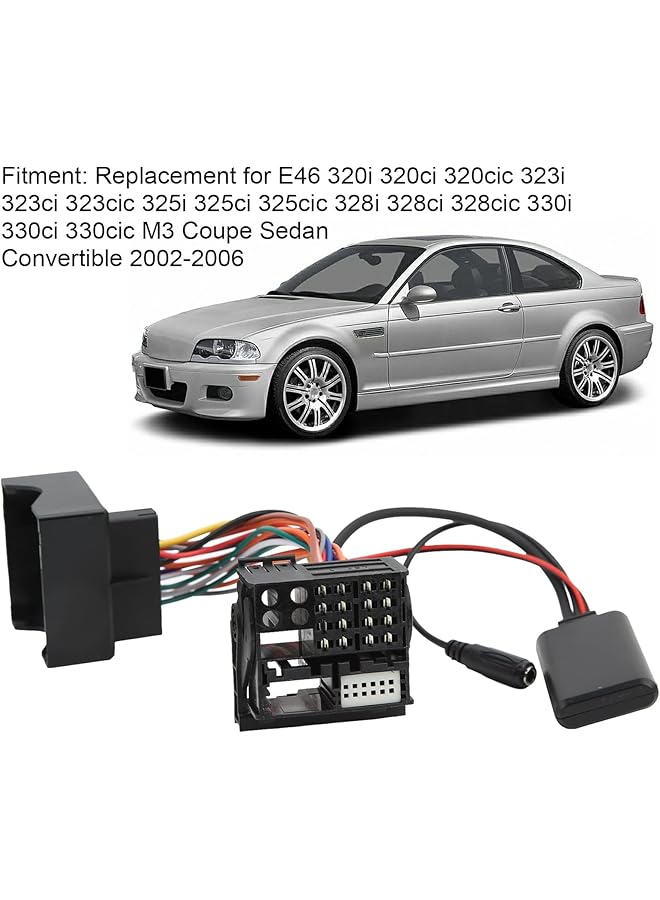 Excefore Bluetooth Handsfree Audio Radio Music Adapter Aux-In Cable - Wireless Bluetooth 5.0 Audio Aux Input Cable Adapter With Microphone For Bmw E46 3 Series 320I 320Ci 320Cic - Image 2