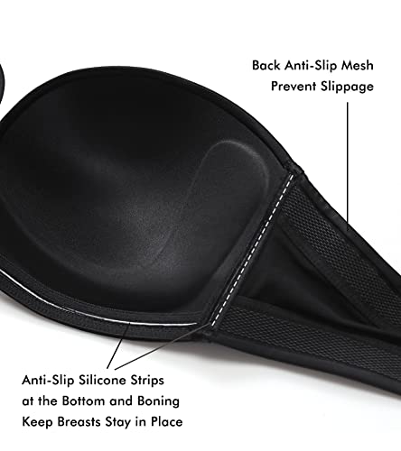 DELIMIRA Women's Strapless Bra Plunge Push Up for Big Busted Seamless Slightly Lined Support Lift Plus Size Invisible Black 38D - Image 4
