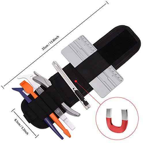 FOSHIO Car Vinyl Wrap Magnetic Wristband Tools Kit Include Adjustable Strap Wrist Band Belt Organizer, Soft Micro Stick Squeegee, Magnet Edged Fold Squeegee, Safety Cutter & Retractable Utility Knife - Image 2