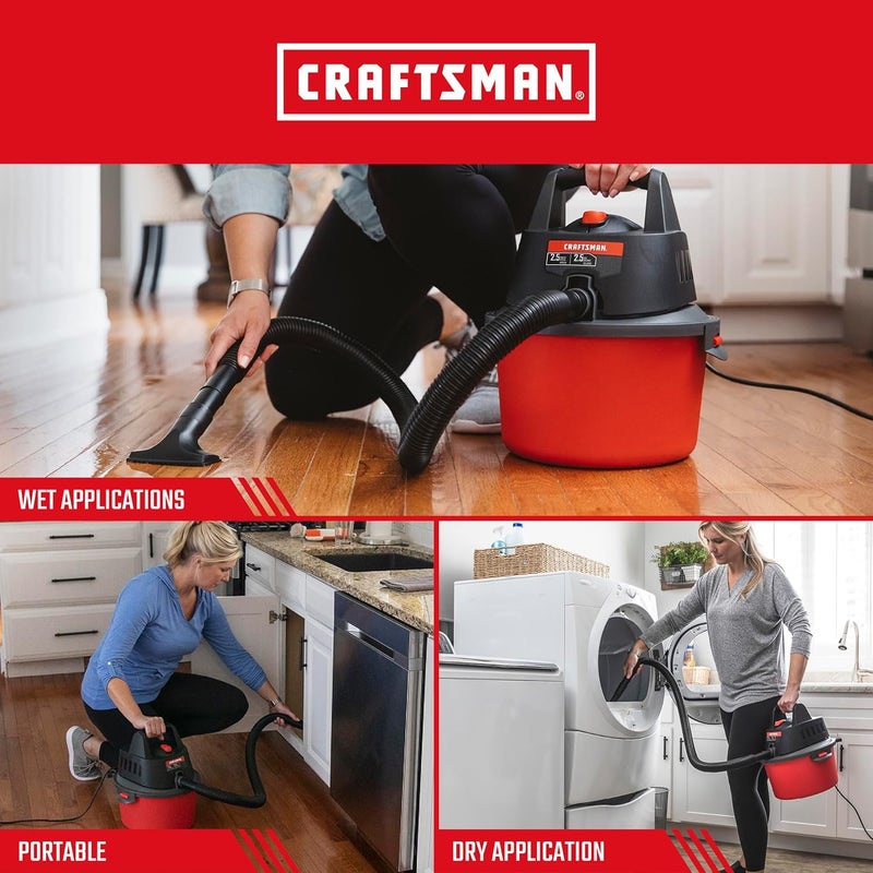 CRAFTSMAN CMXEVBE17250 25 Gallon 25 Peak HP Wet Dry Vac Portable Shop Vacuum Wet and Dry with Filter Bag Hose and Attachments for Cleaning in The Home - Image 4