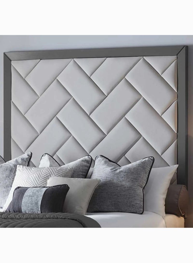 KUSTOMDECO Luxury King Size Bed with Cushioned Velvet Headboard – Modern Designer Bed Frame for Bedroom Decor  Customizable King Size Bed 180cm x 200cm (Grey) - Image 3