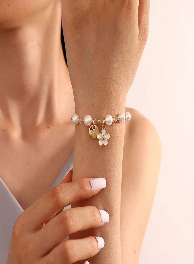 enasal Flower Girl Proposal Bracelet, Flower Girl Gift from Bride, Bridesmaid Proposal Gifts, Maid of Honor Initial A Charm Bracelet Pearl Jewelry for Girls on Wedding Bridal Shower Party Gifts (A) - Image 4