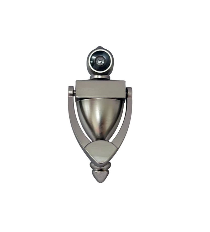 QCAA Door Knocker with 180 Degree Viewer, Zinc Die-Cast Construction 5-1/2'' Height, Satin Nickel, 1 Pack - Image 1