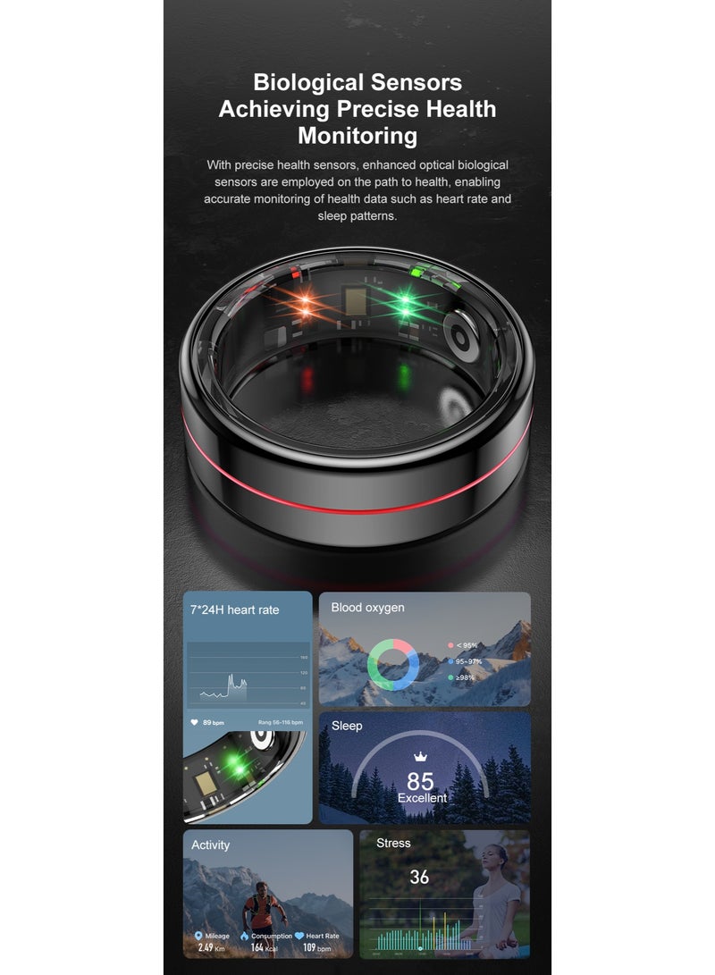 Smart Health Tracking Ring Stainless Steel 5ATM Waterproof - Image 5
