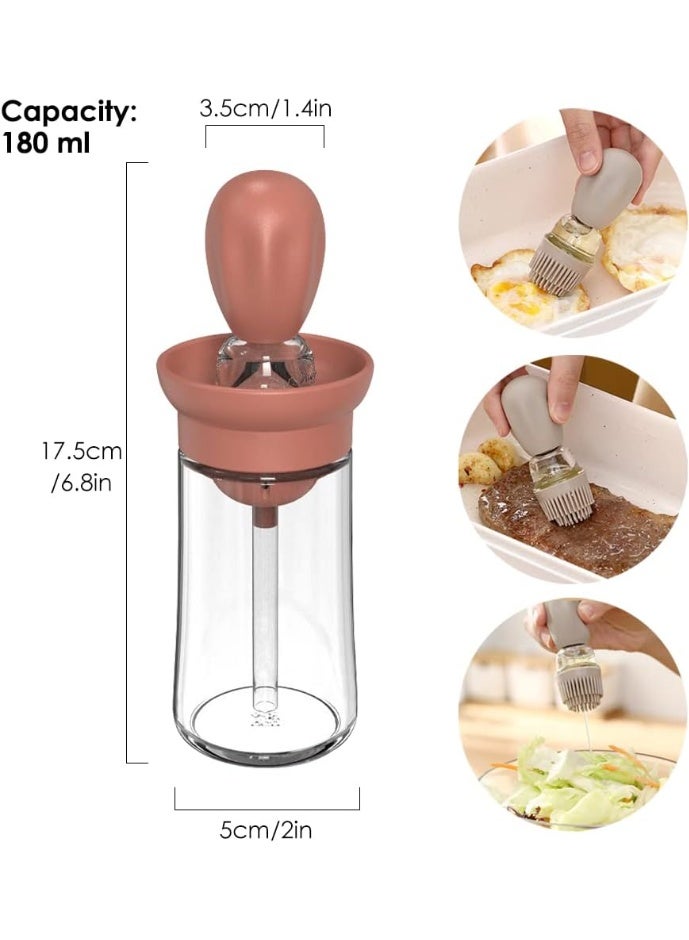 Bukela Oil Dispenser with Brush, 3 Pack Glass 2 IN 1 Oil Dispensing Bottle with Basting Brush for Cooking Frying Baking Kitchen, 180ml, Blue+Green+Red - Image 3