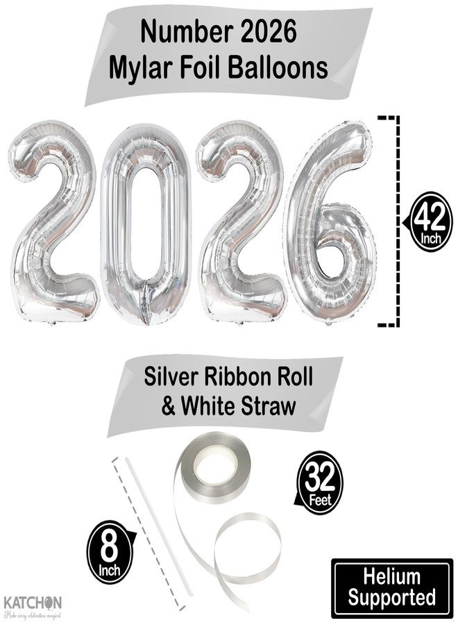 KatchOn, Giant Silver 2026 Balloons - 42 Inch | New Year Balloons | 2026 Balloon Numbers | Silver Balloon for New Years Decorations 2026 | New Years Eve Party Supplies 2026 - Image 2
