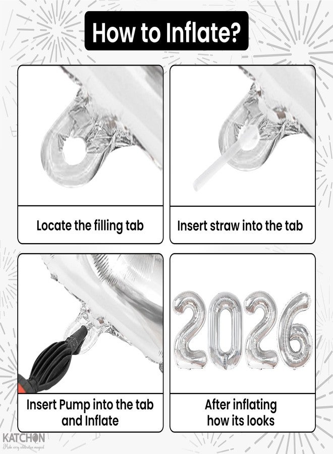KatchOn, Giant Silver 2026 Balloons - 42 Inch | New Year Balloons | 2026 Balloon Numbers | Silver Balloon for New Years Decorations 2026 | New Years Eve Party Supplies 2026 - Image 4