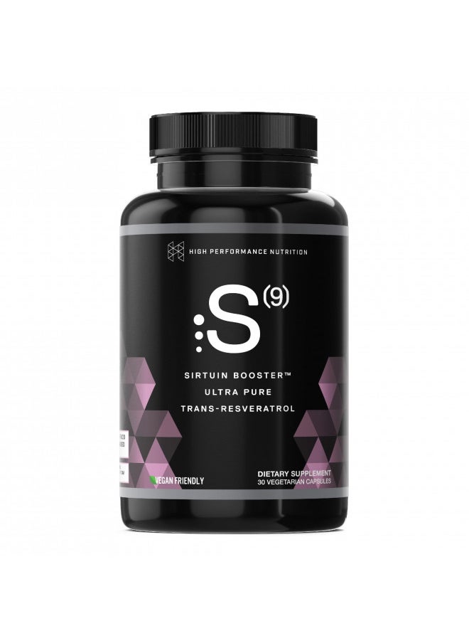 HPN HPN S(9) Sirtuin Booster Ultra Pure Trans Resveratrol Healthy Aging Antioxidant Supplement, High Performance Nutrition, 30 Capsules  - Image 1