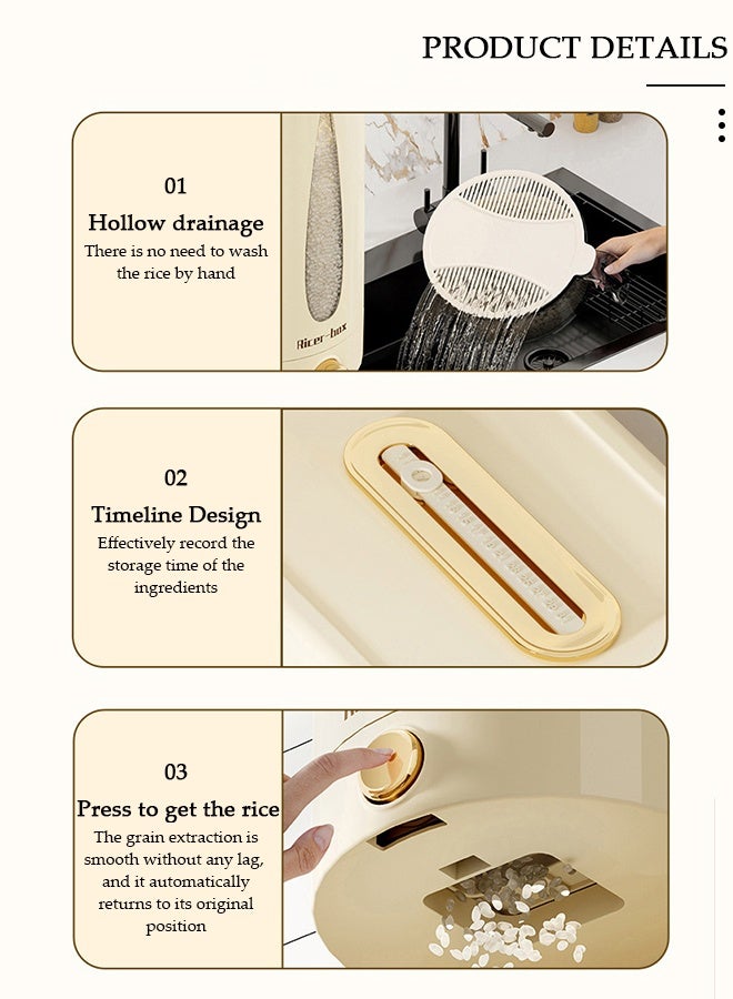 DUNISO Rice Bucket,Rice Storage Container,Household Rice Barrel,Kitchen Multifunctional Grain Container, Insect-proof Moisture, Insect-proof Food Storage Container with Pop Up Lid  for Flour, Sugar, Oatmeal - Image 3