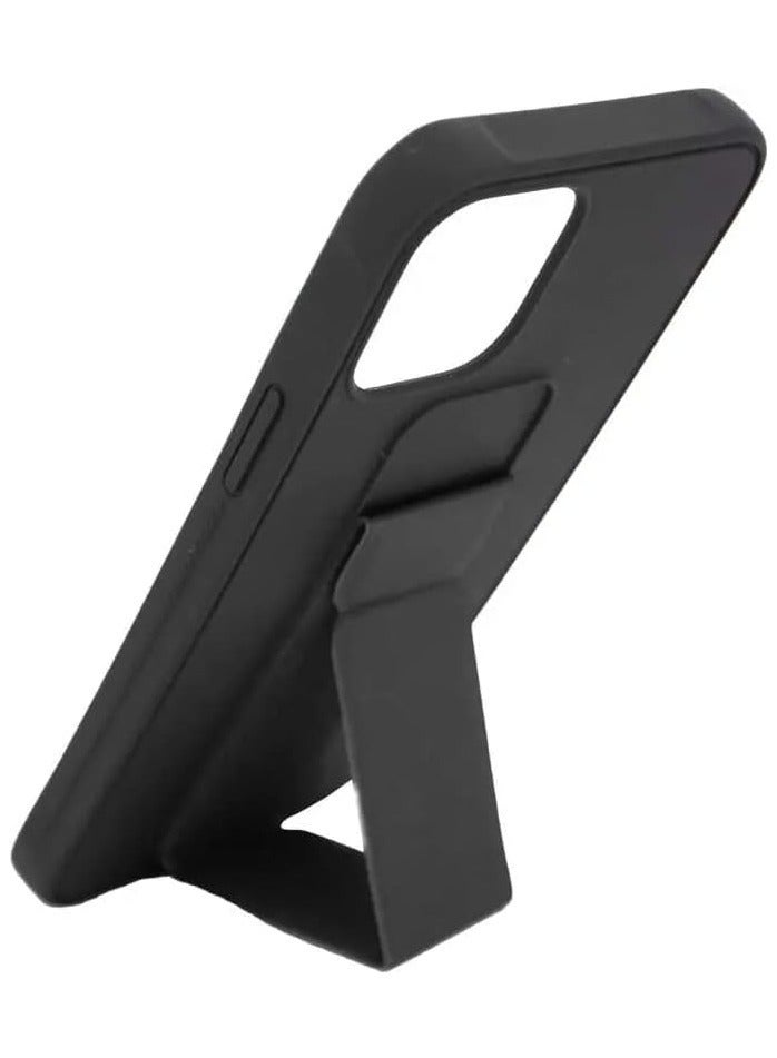 Case for iPhone 15 Pro Max Cover Black Magnetic Car Mount Kickstand & Holder, Premium Silicone Vertical & Horizontal Hand Strap and Grip with Multi Stand (Black) - Image 5
