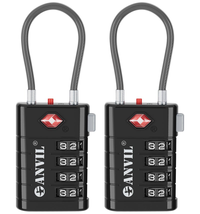 ANVIL 4 Digit Luggage Locks, TSA Locks for Luggage, Advanced TSA008 core, Alert Indicator for Your Travel Lock, Suitcase Lock. (2, Orange) - Image 1