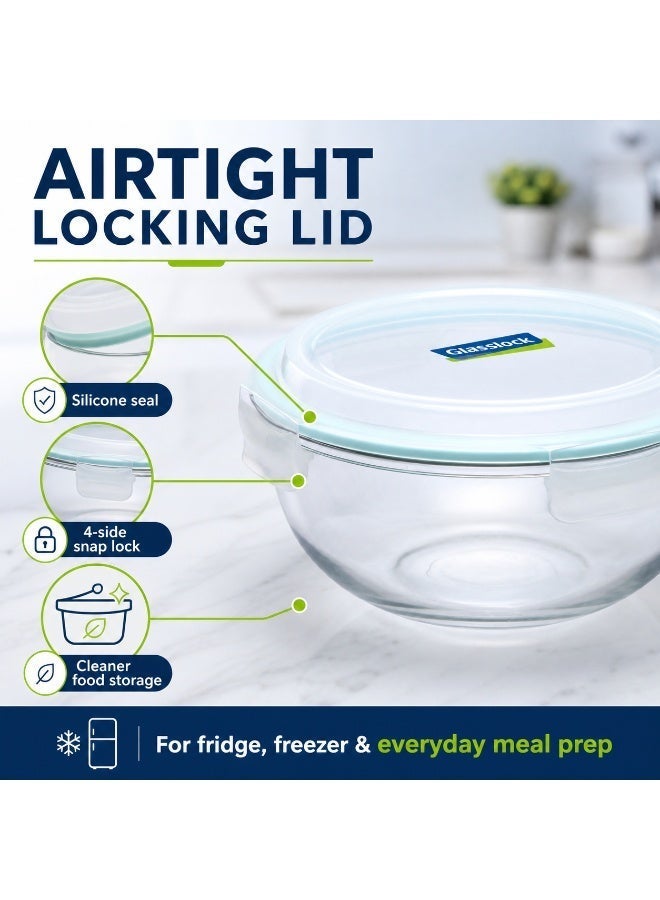 Glasslock MBCB-100 Glass Mixing Bowl 1000ml Salad Bowl Airtight BPA Free Microwave Safe - Image 4
