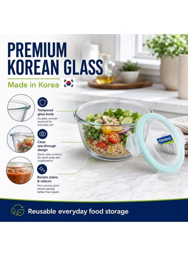 Glasslock MBCB-100 Glass Mixing Bowl 1000ml Salad Bowl Airtight BPA Free Microwave Safe - Image 2