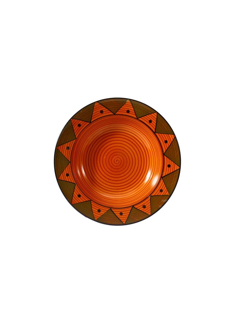 Caffeine Caffeine Ceramic Handmade Stoneware Brown Soorya Soup Plate/Pasta Plate/Maggie Plate/Macaroni Plate 9 inch (Set of 1 Dishwasher & Microwave Safe)  - Image 1