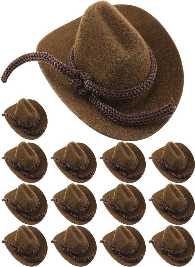 Hercicy 24 Pcs Mini Cowboy Hat for crafts doll decor Cowgirl Hats 2 Inch Miniature Western caps for Party(Brown) - Image 1
